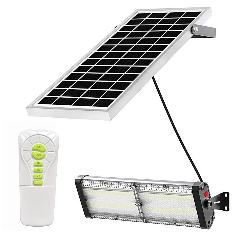 Lampa Solara De Exterior LED, NeoSimply©, 6000 Lumens, Echivalent 600W incandescent, 60 led-uri, IP65, cu 3 moduri smart de operare, telecomanda si panou solar detasat prin cablu (4m) - Dual Color Temp 3000 K & 5700 K - imagine 2
