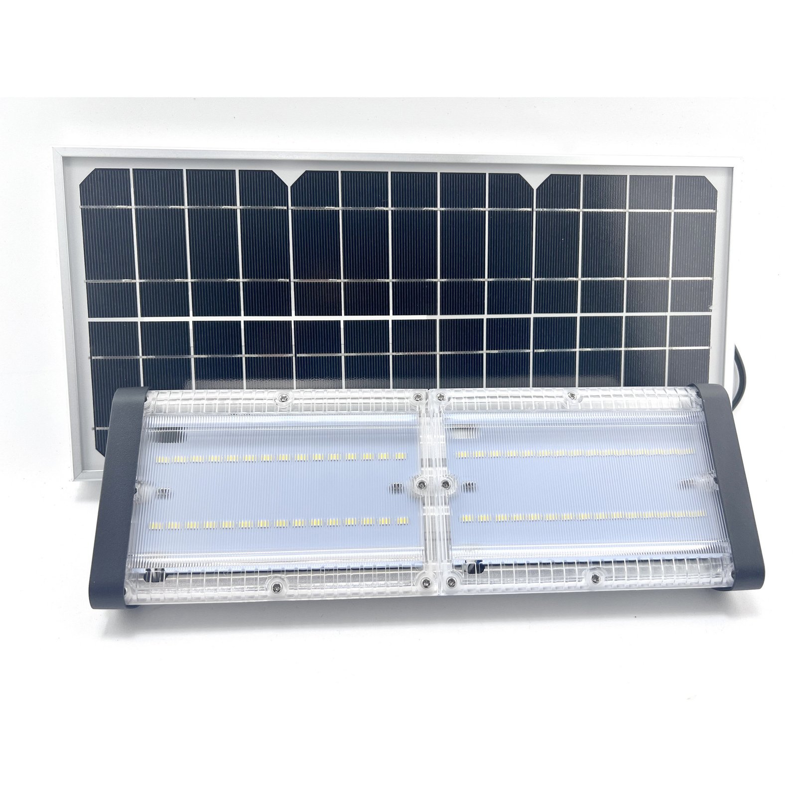 Lampa Solara De Exterior LED, NeoSimply©, 6000 Lumens, Echivalent 600W incandescent, 60 led-uri, IP65, cu 3 moduri smart de operare, telecomanda si panou solar detasat prin cablu (4m) - Dual Color Temp 3000 K & 5700 K - imagine 4