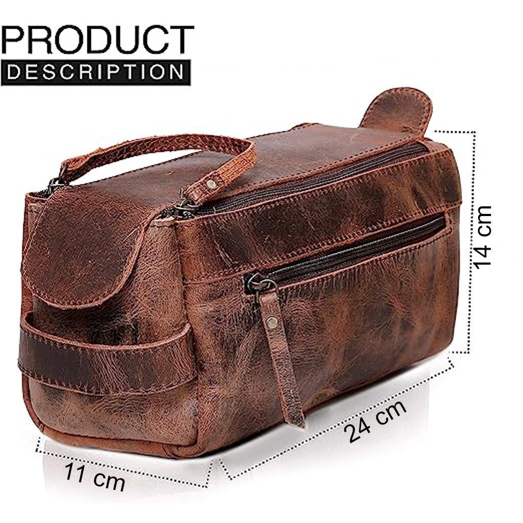Organizator multifunctional din Piele Naturala 100%, Neosimply Crazy Horse, pentru articole de toaleta, machiaj, cosmetice pentru femei si barbati, ideala pentru calatorii - imagine 5
