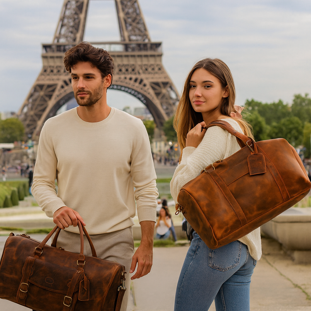 Geanta din Piele Naturala 100%, Neosimply, Handmade Duffle Bag, pentru sala, travel, office, casual cu catarame de alama - imagine 4