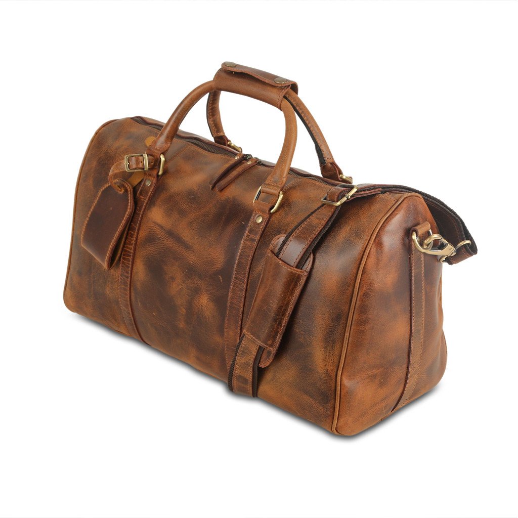 Geanta din Piele Naturala 100%, Neosimply, Handmade Duffle Bag, pentru sala, travel, office, casual cu catarame de alama - imagine 5