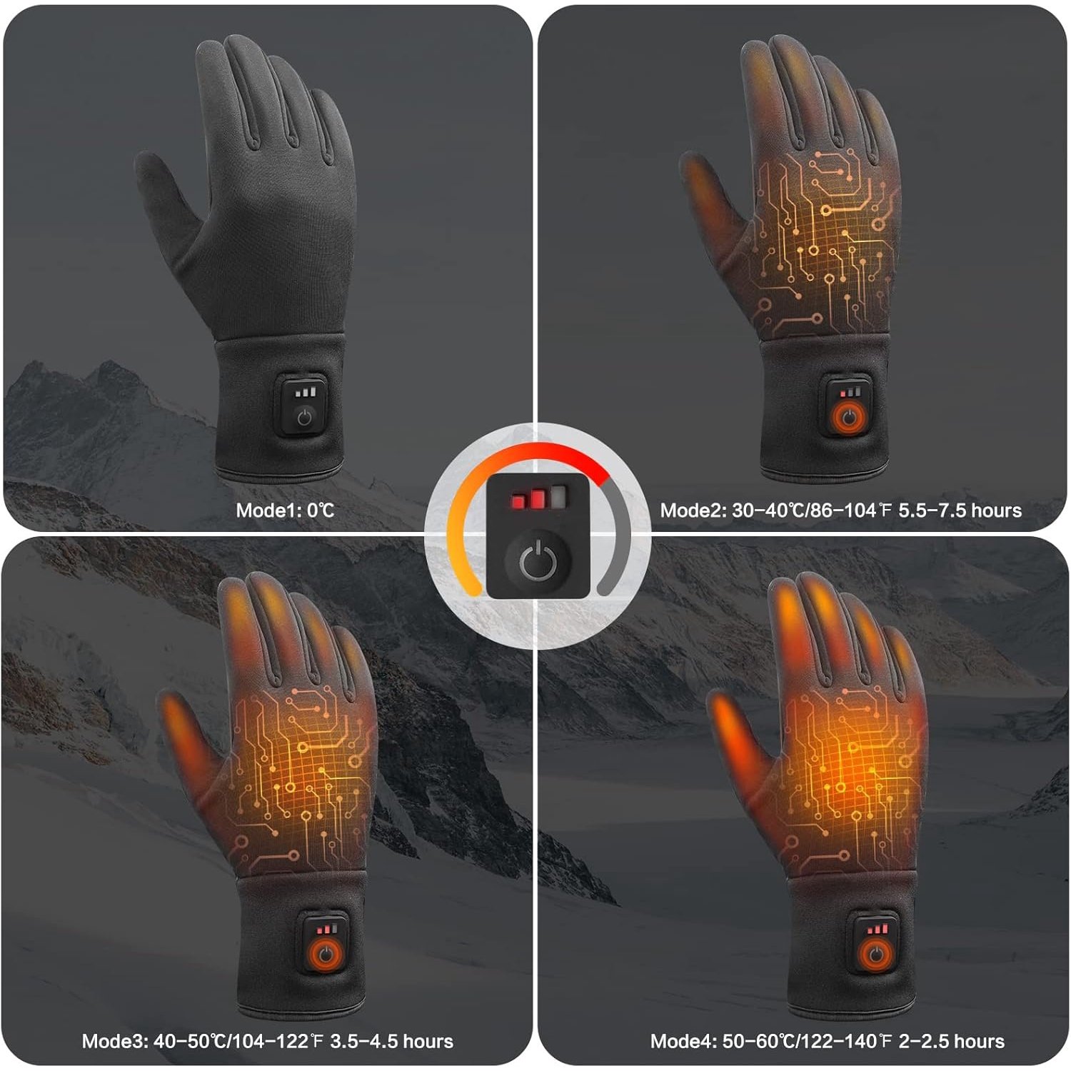 Manusi cu incalzire, Neosimply, baterii de 7.2 V, ideale pentru ski, hiking, bicicleta purtate ca undergloves sub manusile de iarna, marime M - imagine 2