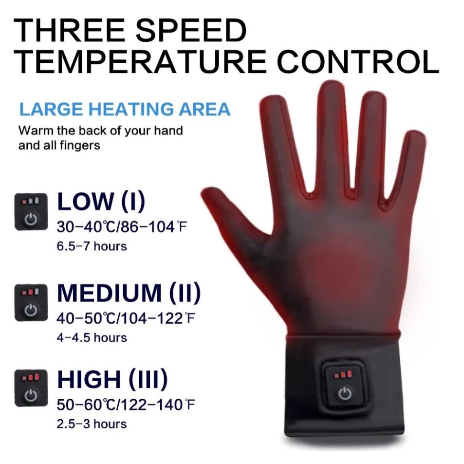 Manusi cu incalzire, Neosimply, baterii de 7.2 V, ideale pentru ski, hiking, bicicleta purtate ca undergloves sub manusile de iarna, marime L - imagine 5