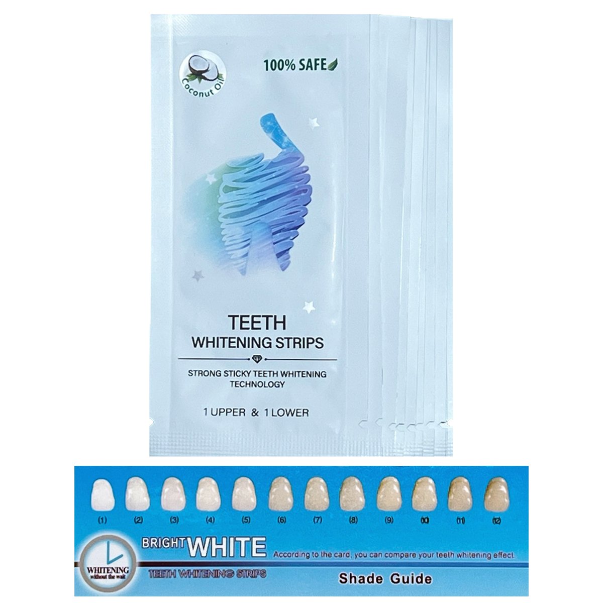 Set Benzi pentru albirea dintilor, fara peroxid de hidrogen si ulei de cocos, NeoSimply, 14 plicuri, 28 strips 65 g - imagine 2
