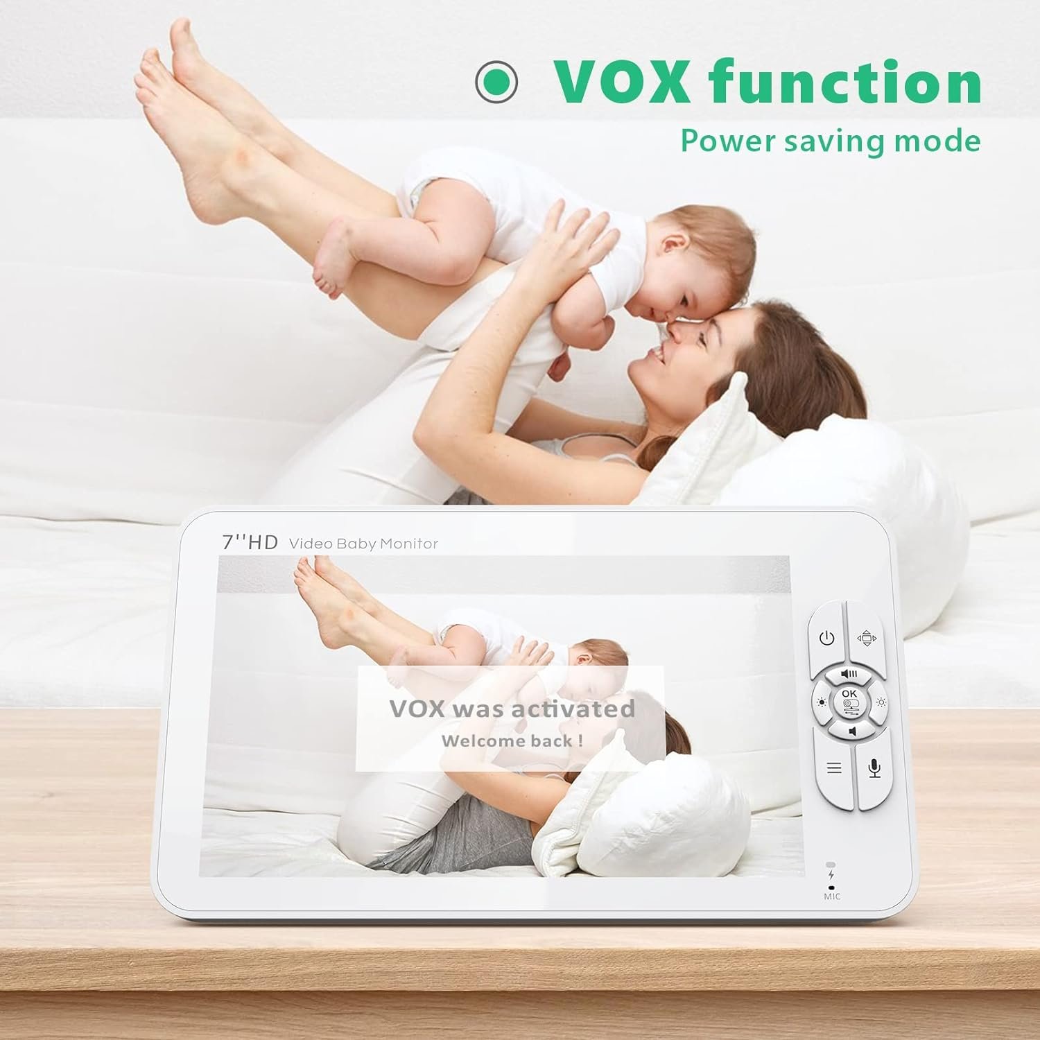 Camere de supraveghere Baby Monitor NeoSimply® Audio-Video wireless, LikeSmart BabyStar, ecran HD XXL 7″ Inch LCD, VOX, Mod Nocturn, Baterie 4000mAh, Monitorizare Temperatura, Alarma, Cantece de Leagan - imagine 5