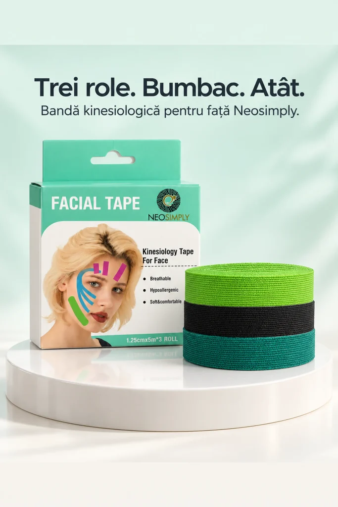 Banda kinesiologica pentru fata NeoSimply, Trei role din bumbac