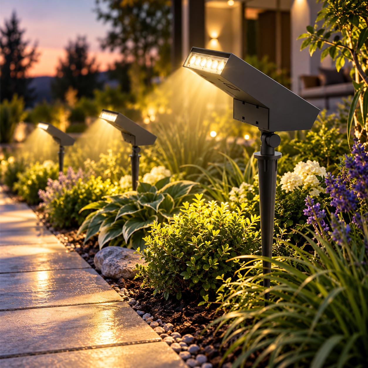 Lampa Solara LED de Gradina cu Senzor Crepuscular Neosimply, 500 lm, 6 LED, Panou Solar 1, 4 W, Baterie 2000 mAh, Lumina Calda 3000K, IP65, Negru - imagine 3
