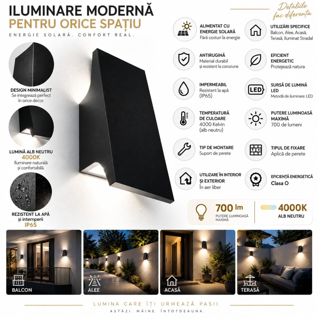 Lumina puternica si 4 moduri de luminozitate