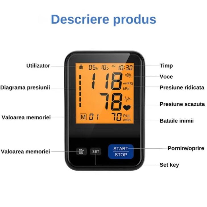 Tensiometru de brat digital NeoSimply®, complet automat, monitor portabil pentru masurarea tensiunii arteriale - imagine 7