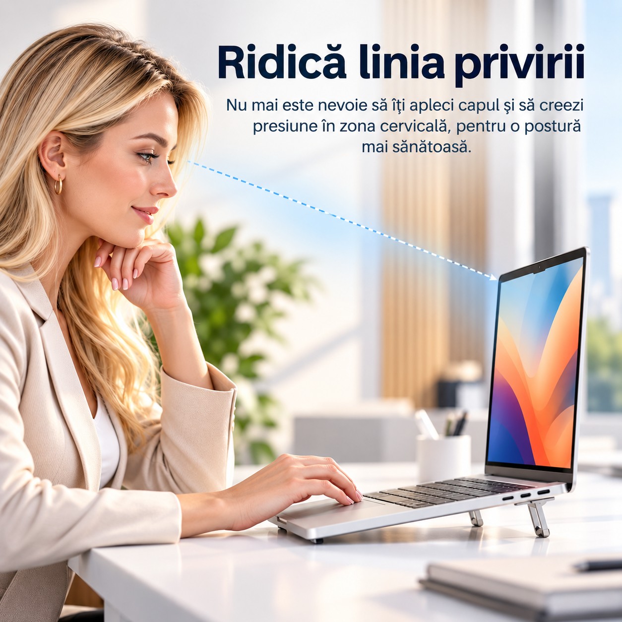 Cooler Laptop Stand Neosimply, Suport Laptop Birou Pliabil, Racire si Ventilatie, 3 Inaltimi Reglabile 10/20/36 mm, Aliaj de Zinc, Set 2 Bucati, Argintiu - imagine 4