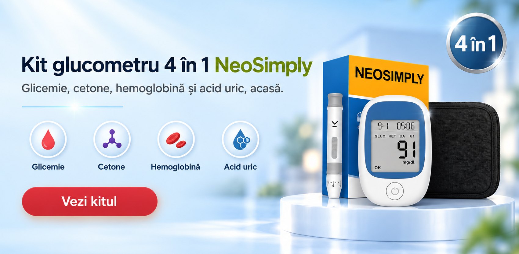 Kit glucometru 4 in 1 NeoSimply