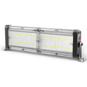 Lampa Solara De Exterior LED, NeoSimply©, 6000 Lumens, Echivalent 600W incandescent, 60 led-uri, IP65, cu 3 moduri smart de operare, telecomanda si panou solar detasat prin cablu (4m) - Dual Color Temp 3000 K & 5700 K