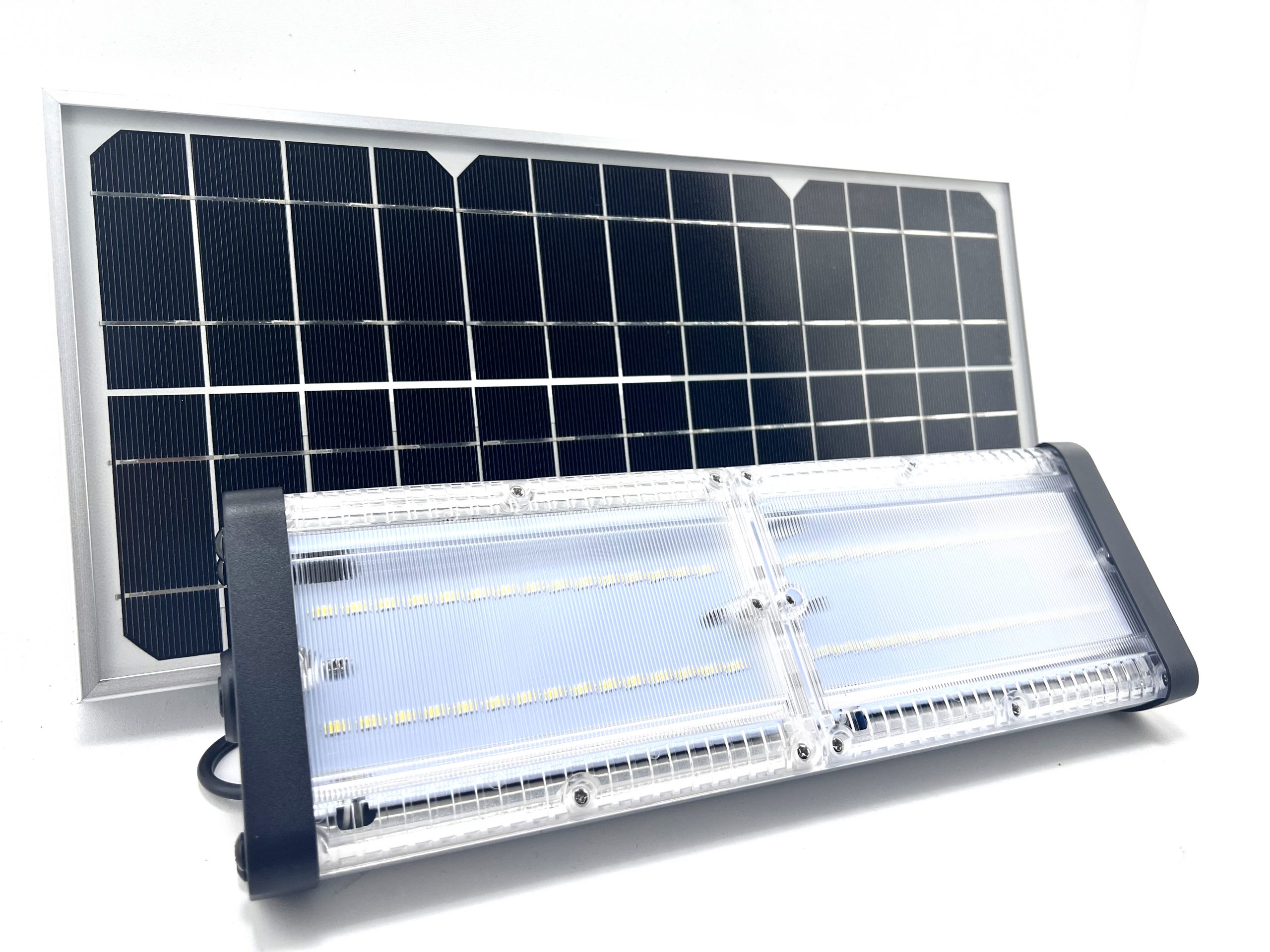 Lampa Solara De Exterior LED, NeoSimply©, 6000 Lumens, Echivalent 600W incandescent, 60 led-uri, IP65, cu 3 moduri smart de operare, telecomanda si panou solar detasat prin cablu (4m) - Dual Color Temp 3000 K & 5700 K - imagine 8