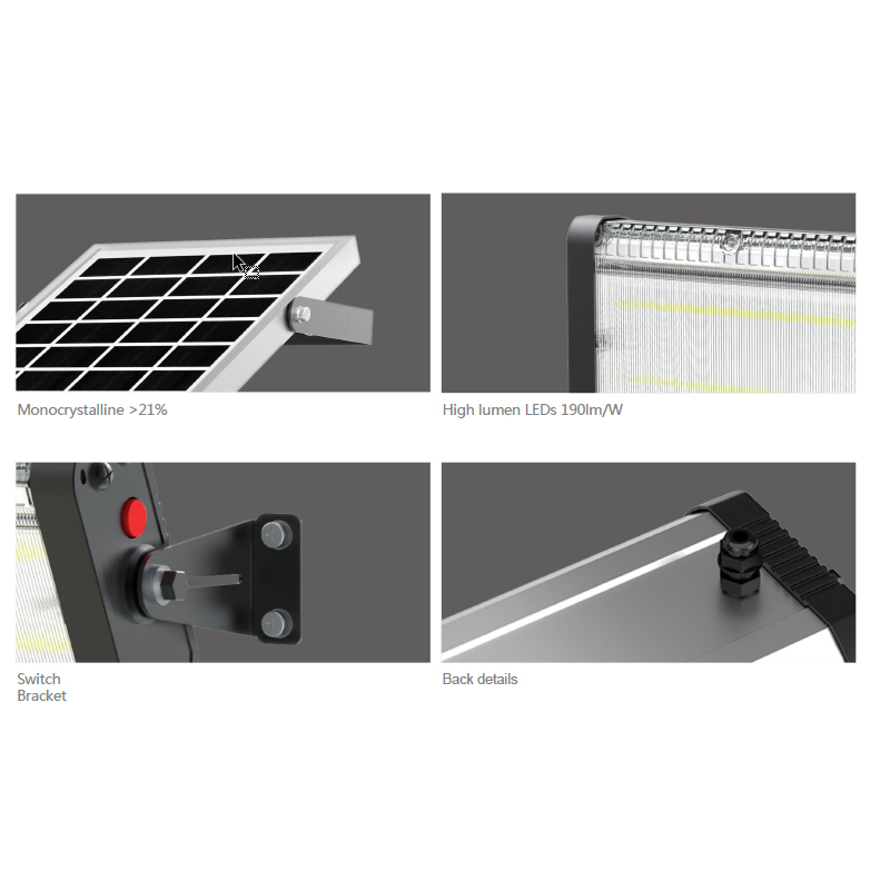 Lampa Solara De Exterior LED, NeoSimply©, 6000 Lumens, Echivalent 600W incandescent, 60 led-uri, IP65, cu 3 moduri smart de operare, telecomanda si panou solar detasat prin cablu (4m) - Dual Color Temp 3000 K & 5700 K - imagine 9