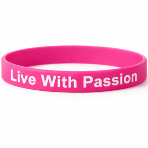 Bratara Silicon Roz NeoSimply, inscriptionata „LIVE WITH PASSION”, diametru 10, 5 cm, stil minimalist