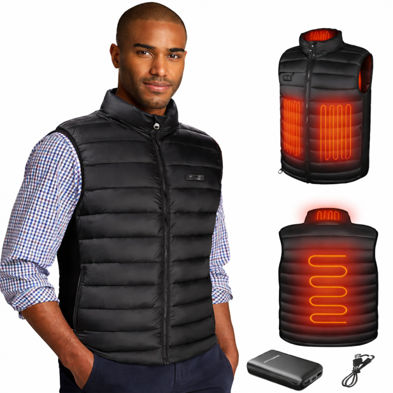 Vesta termica Unisex NeoSimply, vesta incalzita cu baterie externa de 10000 mAh, jacheta incalzita cu 4 zone de caldura, 3 setari de caldura, jacheta incalzita usoara pentru camping in aer liber, calarie, drumetii, lavabila la masina, XL