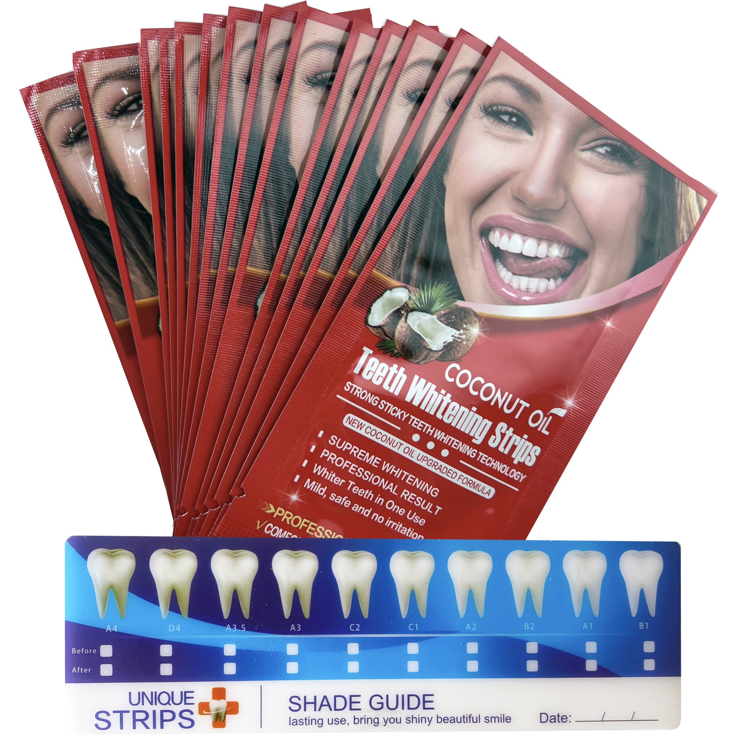 Set Benzi pentru albirea dintilor, fara peroxid cu ulei de cocos, NeoSimply, 14 plicuri, 65 g - imagine 8