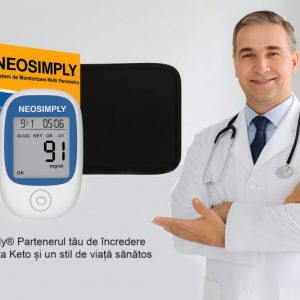 Kit glucometru Neosimply 4 in 1, monitorizarea cetonelor din sange, glicemiei, hemoglobiei si a acidului uric, ideal pentru sustinerea dietei Keto