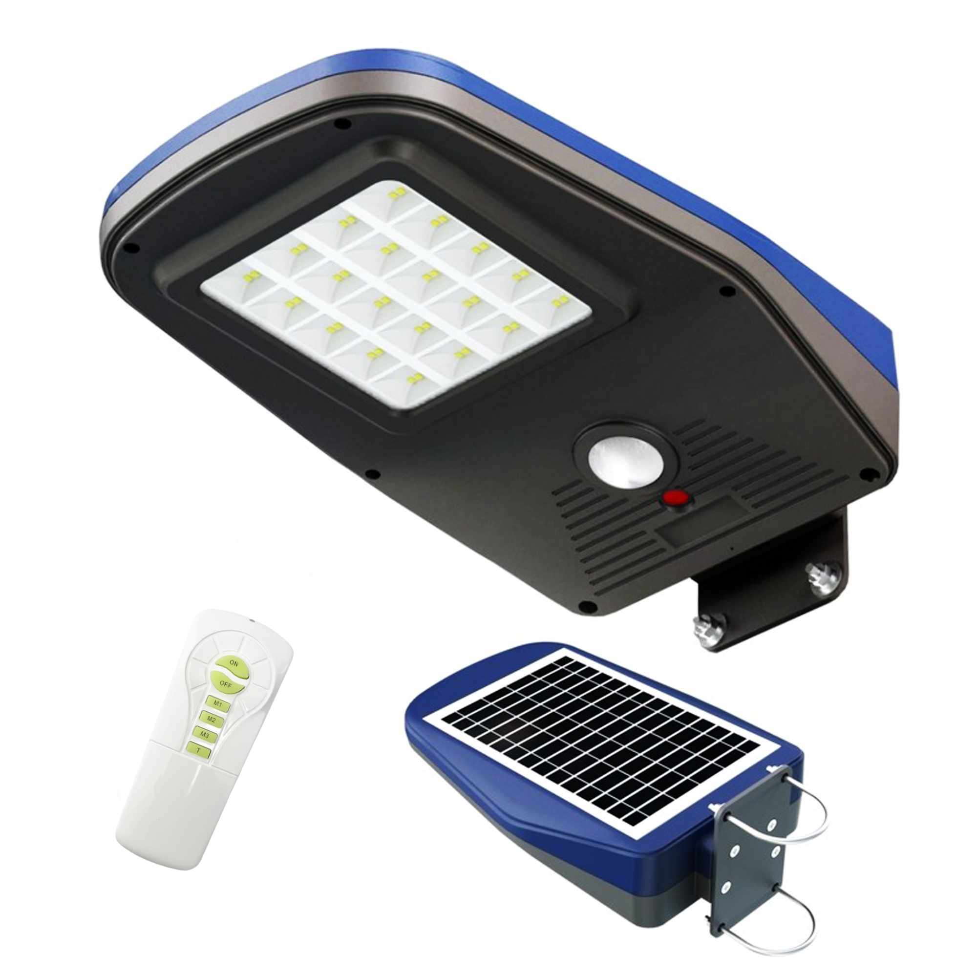 Lampa Solara LED De Exterior Pentru Curte si Strada, Neosimply, 2000 Lumeni, 60 LED-uri OSRAM, 4 Moduri Smart De Iluminare, Telecomanda - Albastru Gri - imagine 15