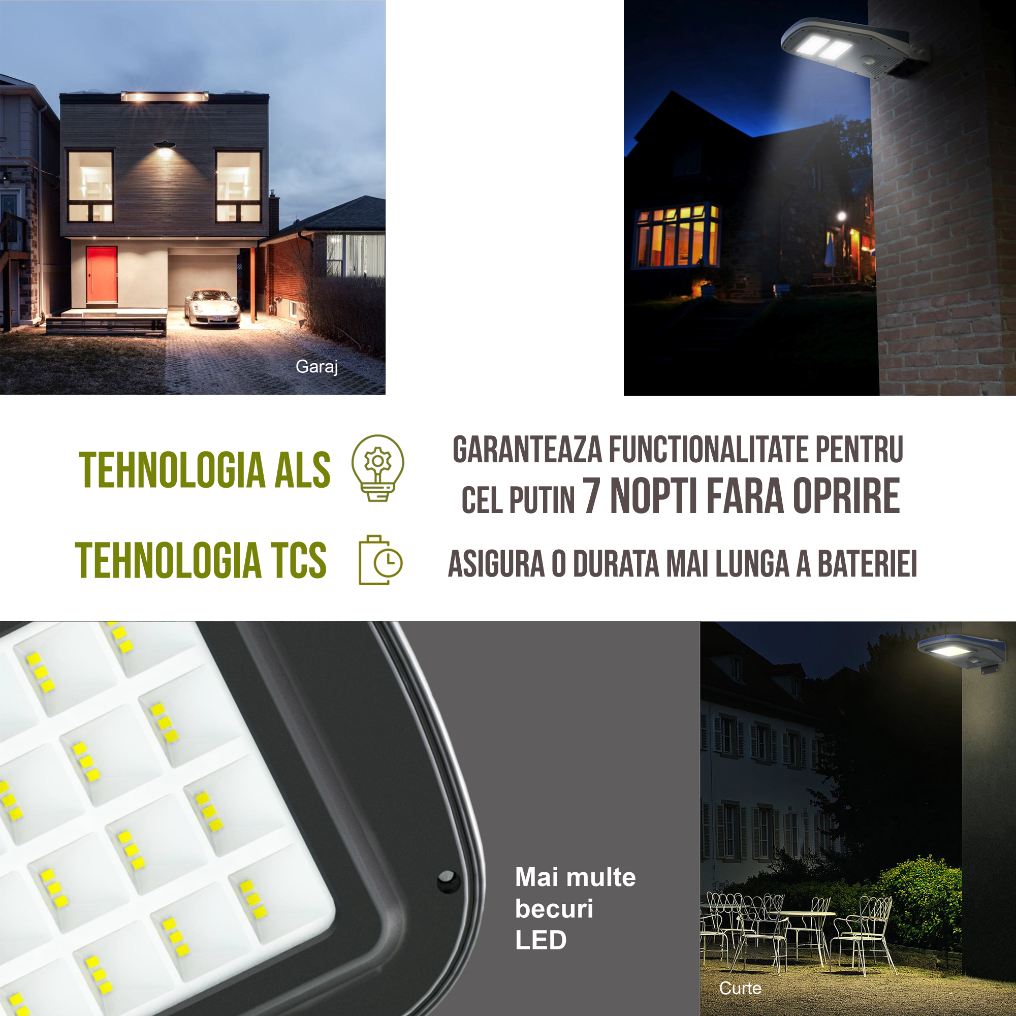 Lampa Solara LED De Exterior Pentru Curte si Strada, Neosimply, 2000 Lumeni, 60 LED-uri OSRAM, 4 Moduri Smart De Iluminare, Telecomanda - Albastru Gri - imagine 7