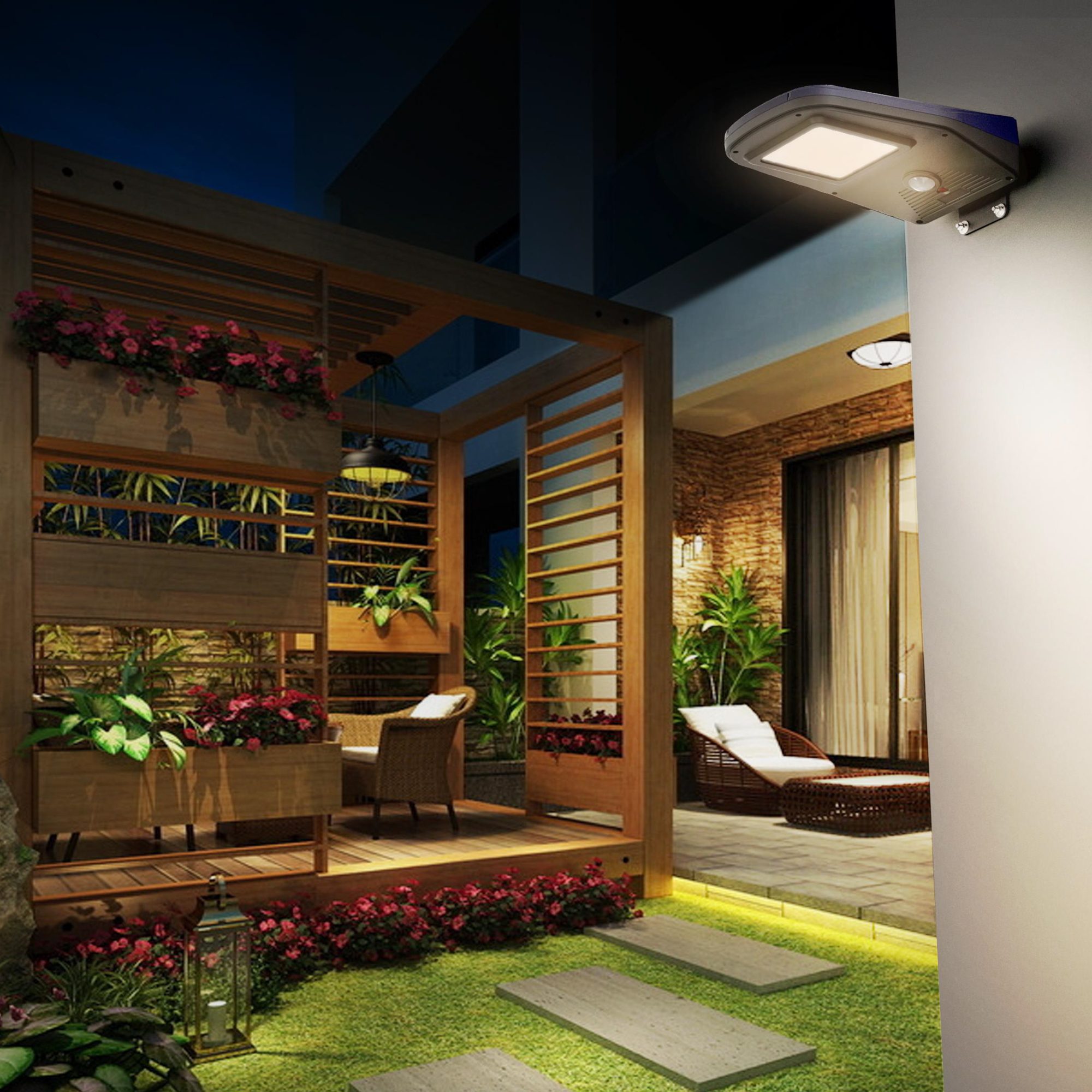 Lampa Solara LED De Exterior Pentru Curte si Strada, Neosimply, 2000 Lumeni, 60 LED-uri OSRAM, 4 Moduri Smart De Iluminare, Telecomanda - Albastru Gri - imagine 9