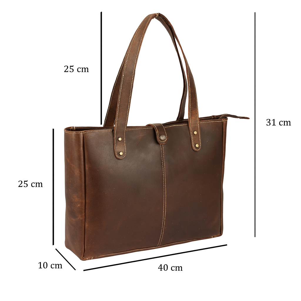 Geanta din Piele Naturala, NeoSimply, Crazy Horse, Maro Vintage, 40x31x10cm - imagine 7