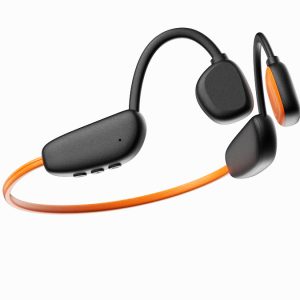 Casti sport wireless Neosimply BonePhones cu conductie osoasa prin vibratii, Bluetooth 5.3 cu microfon incorporat, memorie interna 8Gb, IPX8 impermeabil pentru inot, alergare, ciclism, Portocali
