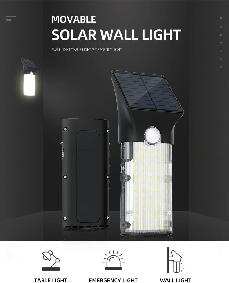 Lampa Solara LED Portabila de Exterior, Neosimply Camping, 1000 lumeni, 2 moduri de operare, senzori de luminozitate si miscare - imagine 6
